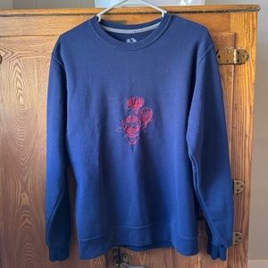 Vintage Fruit of the Loom Navy Crewneck with Red Stitched Hot Air Balloon.